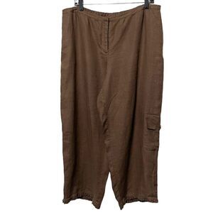 J. JILL 100% Linen Lagenlook Ankle Wide Leg Pants L